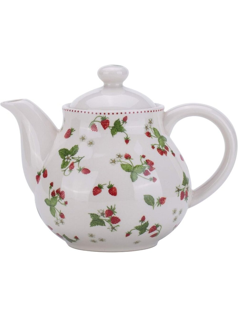 Beige Strawberry Porcelain Ceramic Kitchen Teapot with Lids Tea Coffee Sever - Picture 1 of 7